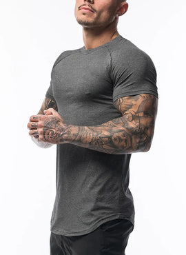Gym Clothing Sports T Shirt Men Cotton Breathable Fitness Mens Short Sleeve T-shirt Running Tshirt Summer Tight Tee Shirt homme